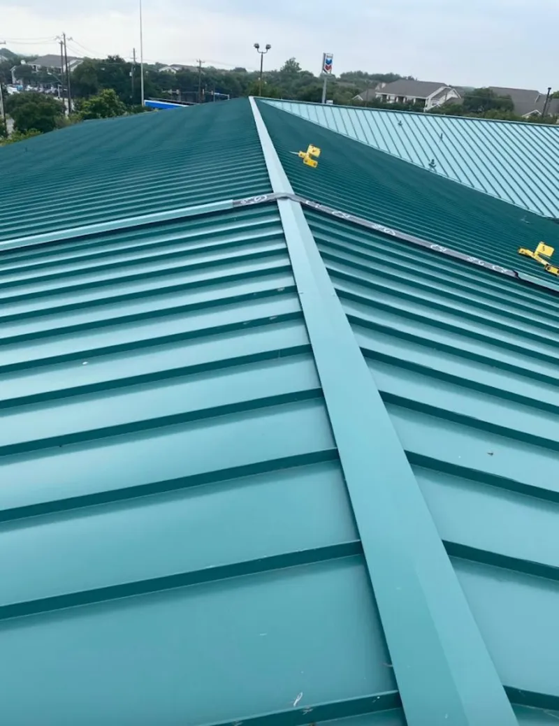 Green commercial metal roof ridge and valley for Metal Roof Repair in Spanaway